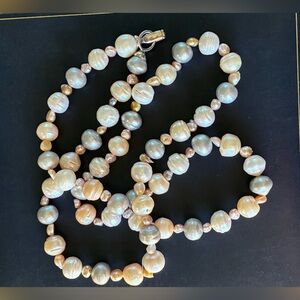 Beautiful Genuine Baroque Pearl Freshwater Necklace App. 32”